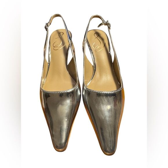 Sam Edelman Bianka Sling Silver Heels - Picture 2 of 8